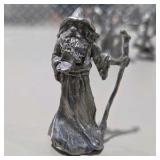 Fantasy Mini Figure Lot Winged Dragon Wizard Mage Sorcerer 6 Pc Silver Tone