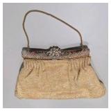 Vintage Beaded Evening Purse - Made in France - Mirror and Coin Purse