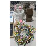 Mixed Home Decor Lot - Signs, Wall Plaques, Wooden Organizer and Easter Egg Wreath