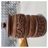 Vintage Dresser Vanity Accessories Lot Crystal Bottle, Beaded Bag, Carved Wood Boxes & More Decor