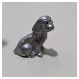 6 Pc Silver Tone Mini Animal Figurine Lot Squirrel, Turtle, Dog, Elephant, Bear, Mouse