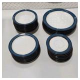 Blue Rim Dish Set - Plates, Bowls and Saucers