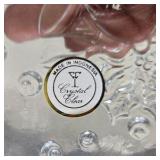 6 Clear Pedestal Glasses + Christmas Tree Candy Dish + 24% Lead Crystal Candle Holder Lot