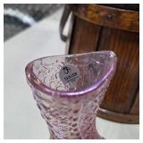 Vintage Home Decor Lot Galileo Thermometer, Wood Basket, Fenton Pink Glass Boot, & Girl Goose Lamp