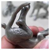 8 Piece Metal Pewter Dog Figurine Lot - Multiple Great Dane Sculptures Variety of Sizes