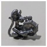 6 Pc Silver Tone Mini Animal Figurine Lot Squirrel, Turtle, Dog, Elephant, Bear, Mouse