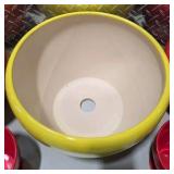 8 Ceramic Flower Pots - Assorted Red, Orange & Yellow Planters