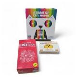Game Lot - A Game of Cat & Mouth, BuzzFeed Listicles and Tacocat Spelled Backwards