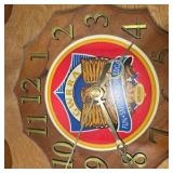 Wood Wall Clock & Metal Eagle Wall Décor Lot GWRA Emblem Quartz Movement Rustic Lodge