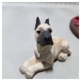 Great Dane Decor Lot Large Seated Dog Figurine, Small Dog Figure, Signed Duck Carving