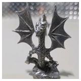 Fantasy Mini Figure Lot Winged Dragon Wizard Mage Sorcerer 6 Pc Silver Tone