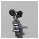 6 Pc Silver Tone Mini Animal Figurine Lot Squirrel, Turtle, Dog, Elephant, Bear, Mouse