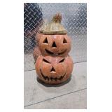 Lot of 2  Cement Cast Outdoor Fall Decor - Halloween Jack O Lanterns