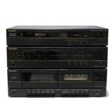 Vintage Sharp Stereo System SG-F800 Cassette Turntable Equalizer w Record Lot Untested