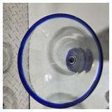 Art Glass & Crystal Decor Lot 2 Cobalt Blue Rim Martini Glasses, glass Owl and More