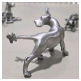 8 Piece Metal Pewter Dog Figurine Lot - Multiple Great Dane Sculptures Variety of Sizes