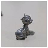 7 Pc Silver Tone Animal Figurine Lot Dogs Cats Pig Mini Metal Collectibles Set