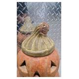 Lot of 2  Cement Cast Outdoor Fall Decor - Halloween Jack O Lanterns