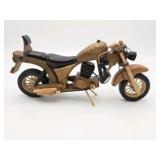 Vintage Handcrafted Wooden Motorcycle Model Desk Shelf Decor Black Seat Headlight