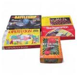 Board Game Lot - Battleship, Operation, Chess, Backgammon and Outburst Junior