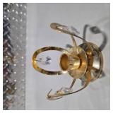 Vintage Gold Tone Swan Decor Lot Crystal Accent Candle Holders Basket Centerpiece