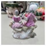 Vintage Porcelain Pottery Decor Lot w Japan Bell, Vase, Mugs, Elf, Christmas