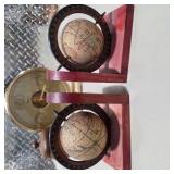 Decor Lot - Howard Miller Weather Station, Nautical Wood Clock, Globe Bookends, Carved Wood Jar