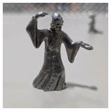 Fantasy Mini Figure Lot Winged Dragon Wizard Mage Sorcerer 6 Pc Silver Tone