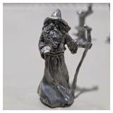 6 Pc Silver Tone Fantasy Miniature Lot Dragon Wizards Mage Sorcerer Tower