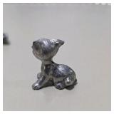 7 Pc Silver Tone Animal Figurine Lot Dogs Cats Pig Mini Metal Collectibles Set