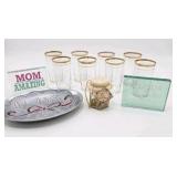 Lenox Holiday Glassware Decor Lot 8 Gold Rim Glasses, Mom Amazing, Belinda Sign, Fairy Godmother