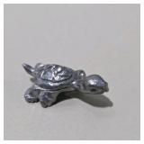 6 Pc Silver Tone Mini Animal Figurine Lot Squirrel, Turtle, Dog, Elephant, Bear, Mouse