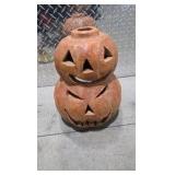 Lot of 2  Cement Cast Outdoor Fall Decor - Halloween Jack O Lanterns
