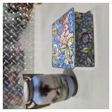 Hand Painted Chintz Box Made In England & Landscape Vase Decorative China Lot