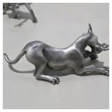 8 Piece Metal Pewter Dog Figurine Lot - Multiple Great Dane Sculptures Variety of Sizes