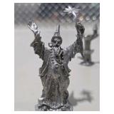6 Pc Silver Tone Fantasy Miniature Lot Dragon Wizards Mage Sorcerer Tower
