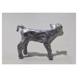 Silver Tone Mini Figurines 5 Pc Owl Bear Monkeys cow  Animal Lot