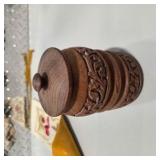 Vintage Dresser Vanity Accessories Lot Crystal Bottle, Beaded Bag, Carved Wood Boxes & More Decor