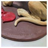 Great Dane Decor Lot Large Seated Dog Figurine, Small Dog Figure, Signed Duck Carving