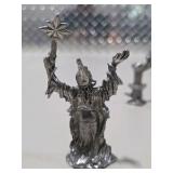 6 Pc Silver Tone Fantasy Miniature Lot Dragon Wizards Mage Sorcerer Tower