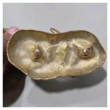 Brass Tone Country Decor Lot Bird Figurine, Farmer Statue, Flying Ducks Geese - 3 Pc