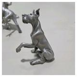 8 Piece Metal Pewter Dog Figurine Lot - Multiple Great Dane Sculptures Variety of Sizes