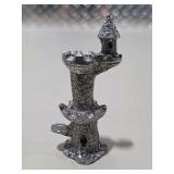 6 Pc Silver Tone Fantasy Miniature Lot Dragon Wizards Mage Sorcerer Tower