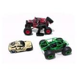 Lot of 3 RC Off Road Toy Vehicles Rock Force Buggy Monster Truck Sound Car w Remote Untested