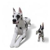 Great Dane Figurine Lot -  Harlequin Great Dane Living Stone 1987 Adult Figure + Mini Blue Witch Dog Figure