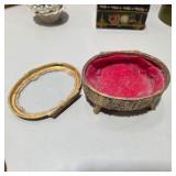 Vintage Dresser Vanity Accessories Lot Crystal Bottle, Beaded Bag, Carved Wood Boxes & More Decor