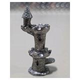 6 Pc Silver Tone Fantasy Miniature Lot Dragon Wizards Mage Sorcerer Tower