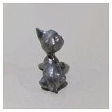 6 Pc Silver Tone Mini Animal Figurine Lot Dragon, Bear, Dog, Donkey, Buffalo, Koala