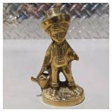 Brass Tone Country Decor Lot Bird Figurine, Farmer Statue, Flying Ducks Geese - 3 Pc