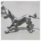 8 Piece Metal Pewter Dog Figurine Lot - Multiple Great Dane Sculptures Variety of Sizes